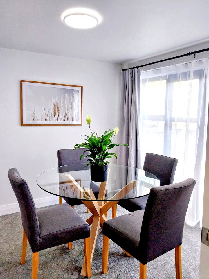 Open-plan dining area at Kelburn Retreat, Wellington